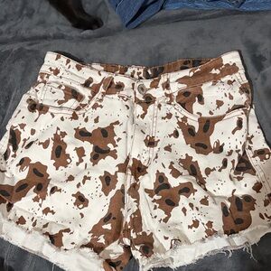 Trendy Cow Print Women's Jean Shorts